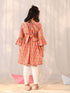 Girl's' Pink And White Kurta Leggings Set
